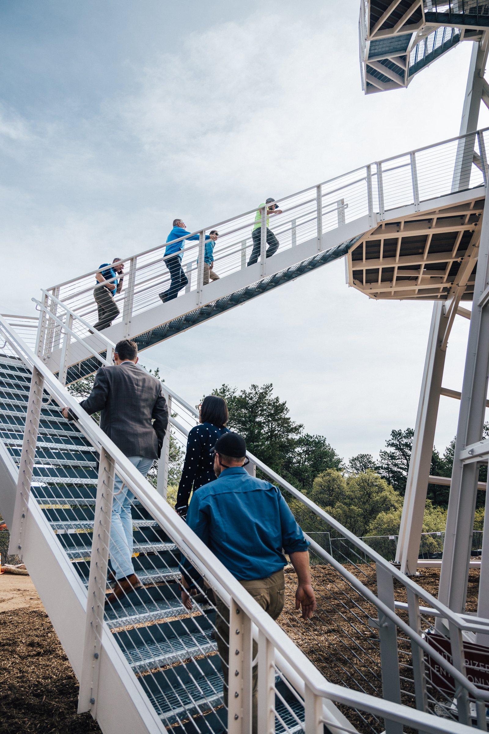 Complex custom steel tower installed at elevation